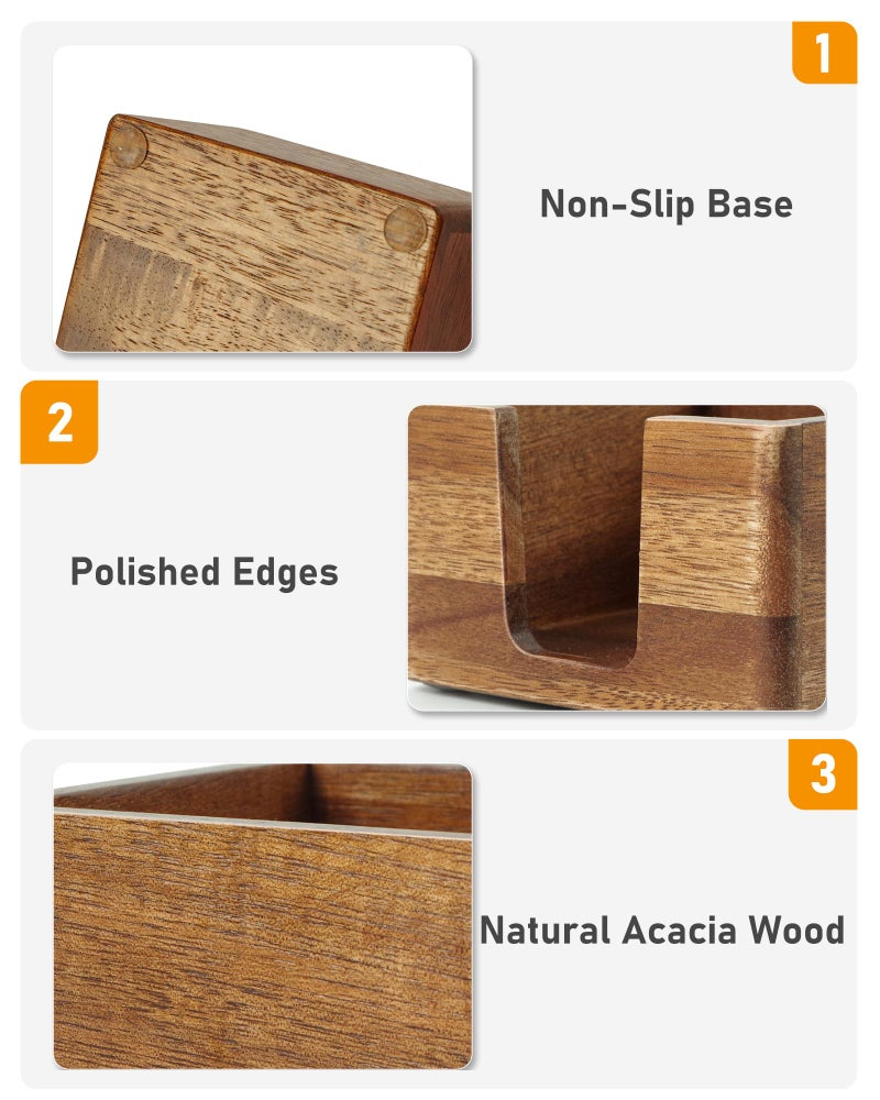 SWKHDKX Acacia Wood Sticky Note Holder, Post It Note Dispenser for Office Desk, 3x3 Sticky Notes Organizer, Wooden Memo Pad Holder for Desk Home Accessories, No Pads Included (Sticky Note Holder) - Image 3